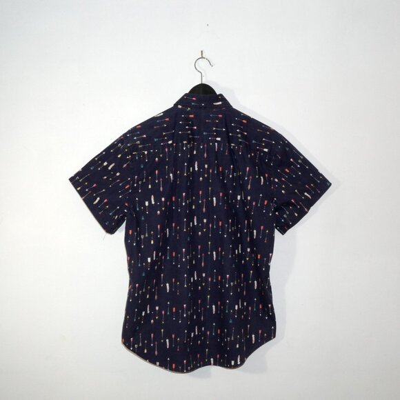 Naked & Famous Arrow Print Short Sleeve Button Up Shirt 120852330 Mens Large - Picture 2 of 9
